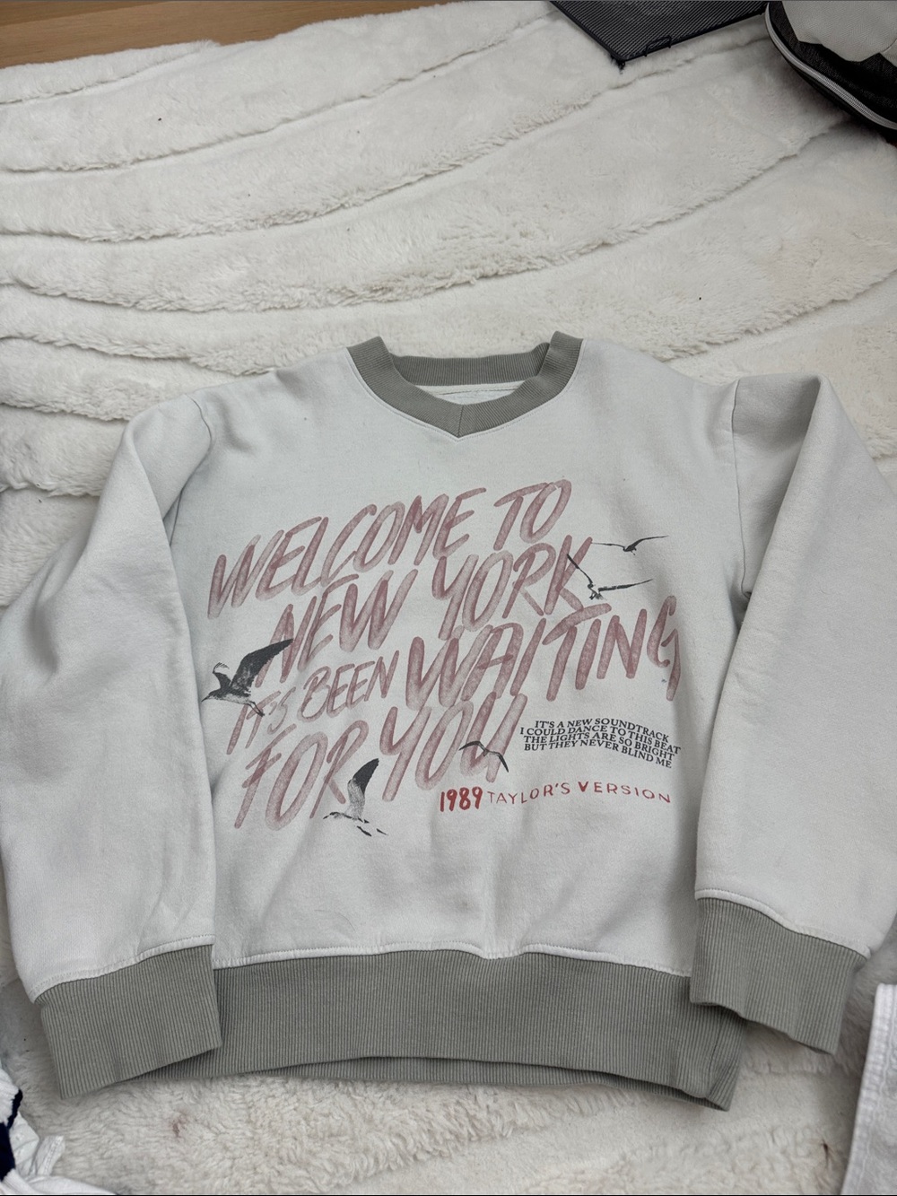 Taylor Swift merchandise - New York Graphic Sweatshirt - Lite Gray & Green
